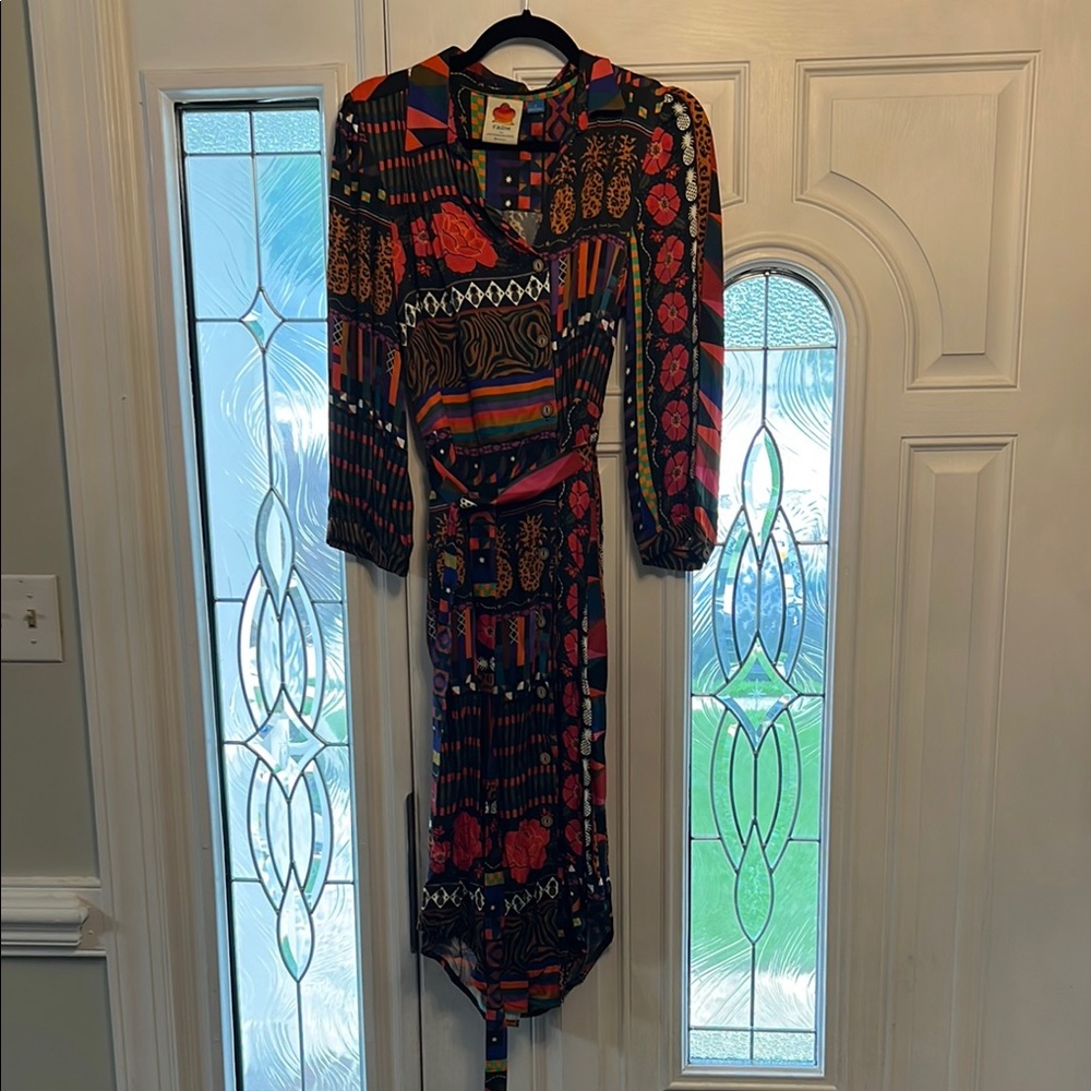 FARM Rio Colorful Patterned Long Sleeve Dress